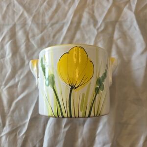 Floral Ceramic Planter with Handles